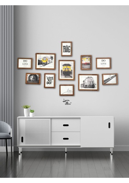 11 Parça Ahşap Resim Çerçeve Seti - Kahverengi