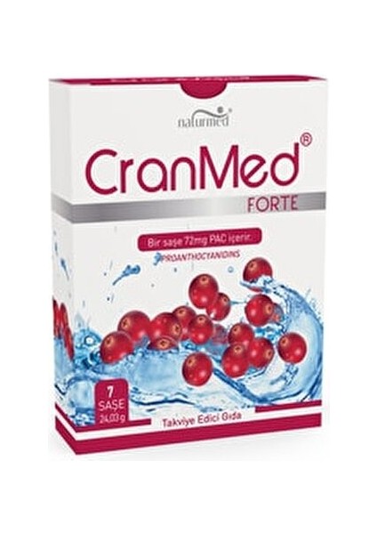 Cranmed® 7 Saşe İçeriğinde 72 mg PAC Bulunan Takviye Edici Gıda 24,03 g fiyatları