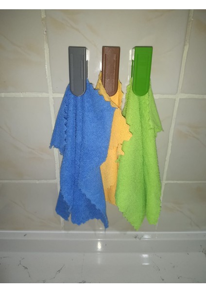 Akıllı Havlu Tutucu 2’li Kahverengi Set – Delmeden Yapışkanlı, Otomatik Top Sistemli Askı