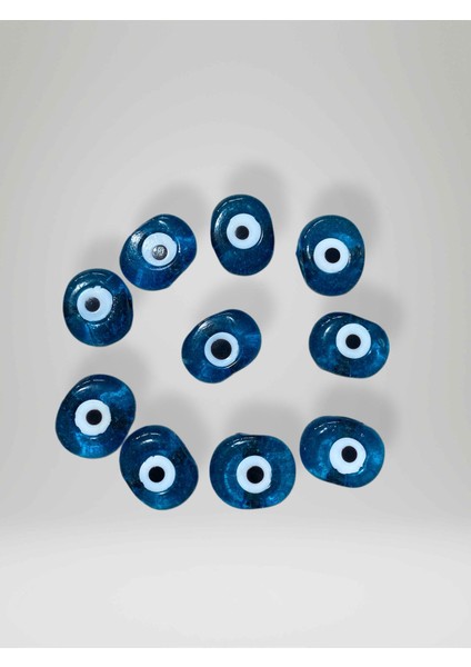 10 Adet Delikli Mavi Şeffaf Cam Nazar Boncuğu Danagöz (Kod:3) El Yapımı Ebat 1,5 cm ~ 2,5 cm Arası fiyatları