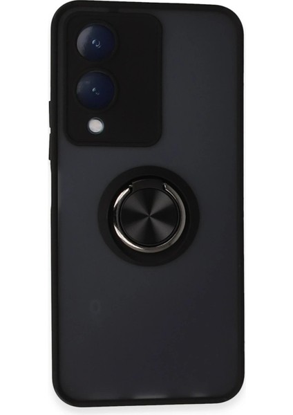 Vivo Y17S Kılıf Montreal Yüzüklü Silikon Kapak - SIYAH-(5796) - N454J698-M65454