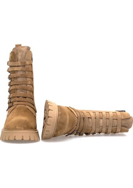 Elit Valindra Kadın Hakiki Süet Deri Klasik Bot Camel indirimleri