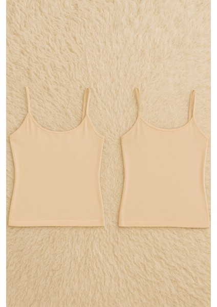 Kadın Pamuklu Likralı Ip Askılı Iz Yapmayan Penye 2'li Atlet W6K4K6T6KA