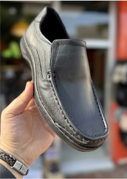 Erkek Günlük Hakiki Deri Full Ortopedik Taban Loafer Ayakkabı - Siyah - 45