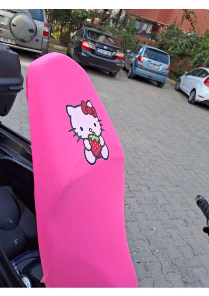 Hello Kıty Desenli Motosiklet Koltuk Kılıfı Neon Pembe Renkli modelleri