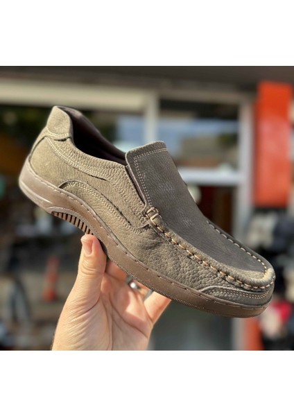Erkek Günlük Hakiki Deri Full Ortopedik Taban Loafer Ayakkabı - Kum - 44