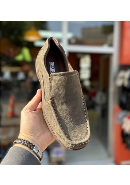 Erkek Günlük Hakiki Deri Full Ortopedik Taban Loafer Ayakkabı - Kum - 44 modelleri