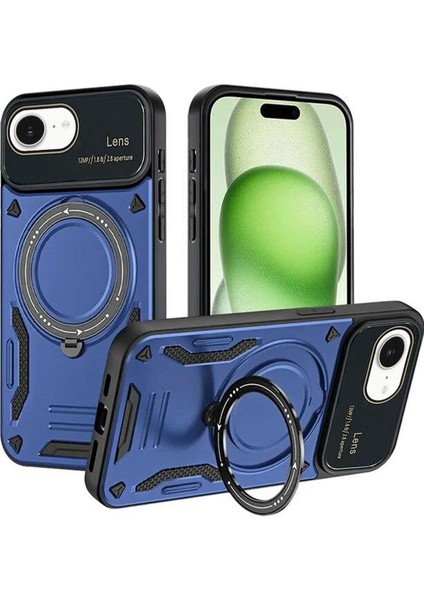 iPhone 16E Kılıf Joy Lens Standlı Kapak - LACIVERT-(5796) - N892J581-M50892