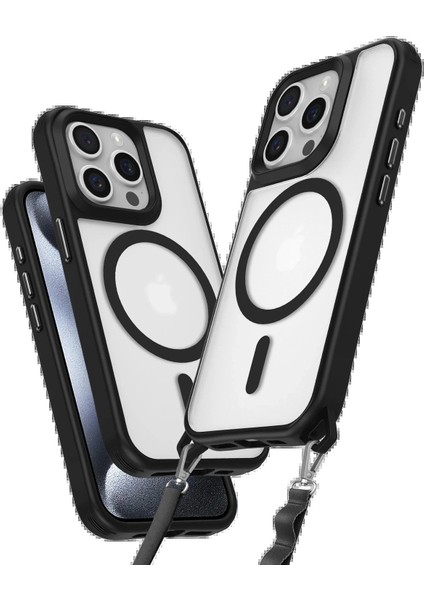 iPhone 15 Pro Max Kılıf Enka Magsafe Silikon Kılıf - SIYAH-(5796) - N147J192-M17147