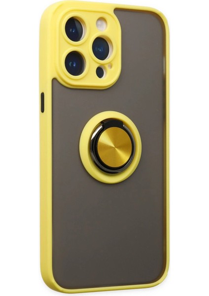 iPhone 14 Pro Kılıf Montreal Yüzüklü Silikon Kapak - SARI-(5796) - N791J816-M80791 fiyatları