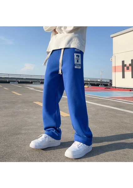 Büyük Beden Özel Tasarım 7 Parça Etiket Baskılı %100 Pamuk Ispanyol Paça Kışlık Erkek Eşofman Altı