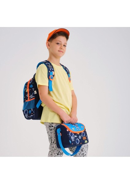 Lacivert Mavi Astronot Desenli 4’lü Okul Çanta Seti Erkek Çocuk Ilköğretim Çantası modelleri