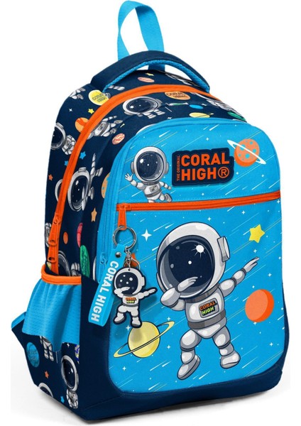 Lacivert Mavi Astronot Desenli 4’lü Okul Çanta Seti Erkek Çocuk Ilköğretim Çantası