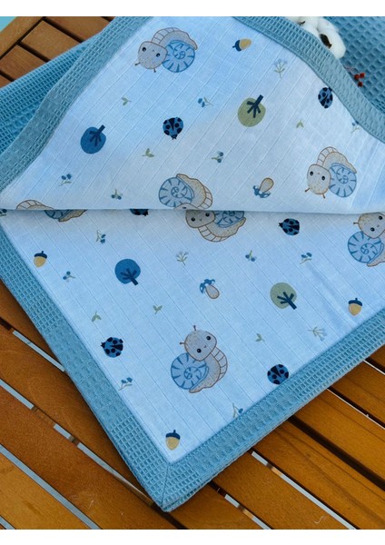 Ftbabycollection Çift Taraflı Kişiye Özel Isim Nakışlı Waffle Pike & Müslin Bebek BATTANIYESI 90X100 CM indirimleri