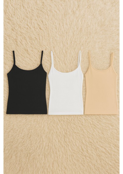 Kadın Pamuklu Likralı Ip Askılı Penye 3'lü Atlet W6K0K1T8KA