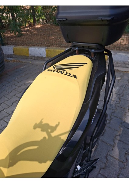 Honda Logolu Motosiklet Koltuk Kılıfı Sarı Renkli Siyah Baskılı modelleri