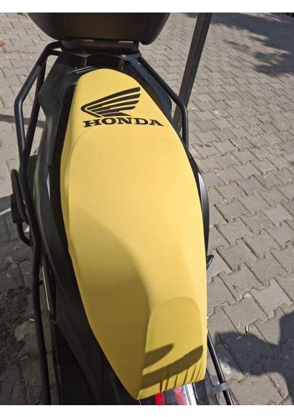 Honda Logolu Motosiklet Koltuk Kılıfı Sarı Renkli Siyah Baskılı