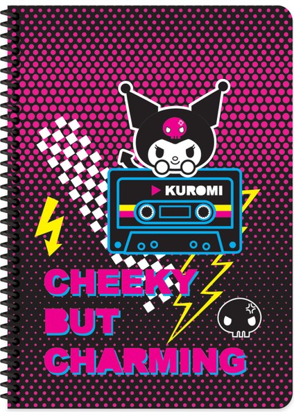 Lisanslı Kuromi A4 80 Yaprak Çizgili Karton Kapak Spiralli Defter