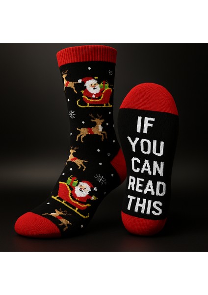 2’li Noel Temalı Yumuşak Havlu Çorap Seti – Kırmızı Uçlu