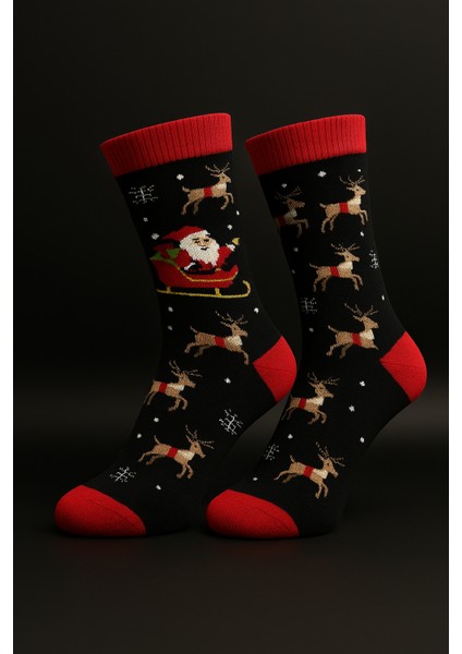 2’li Noel Temalı Yumuşak Havlu Çorap Seti – Kırmızı Uçlu modelleri