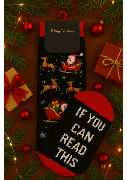 2’li Noel Temalı Yumuşak Havlu Çorap Seti – Kırmızı Uçlu fırsatları