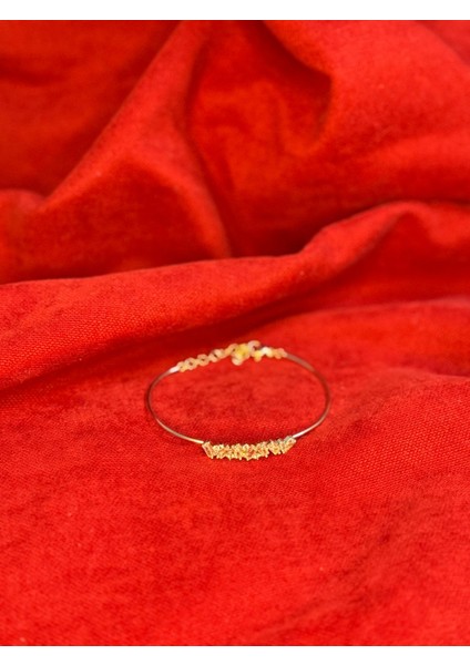 14 Ayar Altın Kaplama Renginde Taşlı Ince Ayarlanabilir Kelepçe modelleri