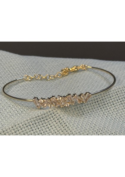 14 Ayar Altın Kaplama Renginde Taşlı Ince Ayarlanabilir Kelepçe indirimleri