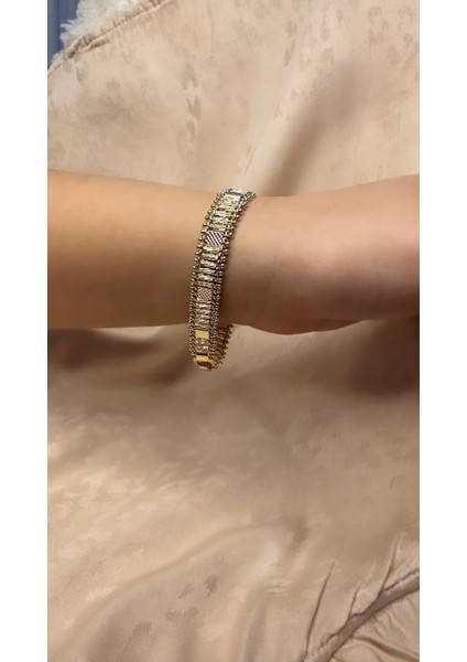 14 Ayar Altın Kaplama Renginde Şerit Model Bileklik modelleri