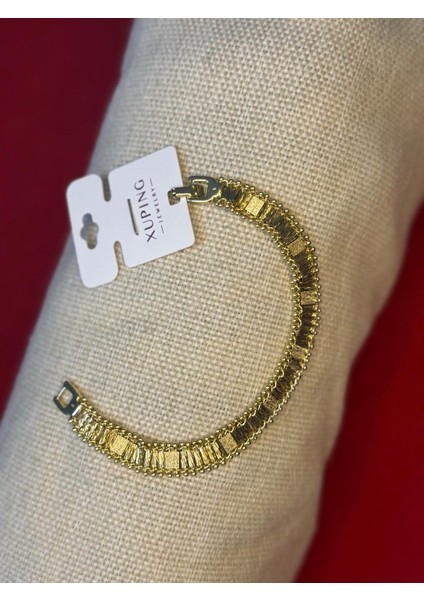 14 Ayar Altın Kaplama Renginde Şerit Model Bileklik indirimleri