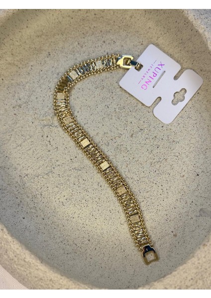 14 Ayar Altın Kaplama Renginde Şerit Model Bileklik