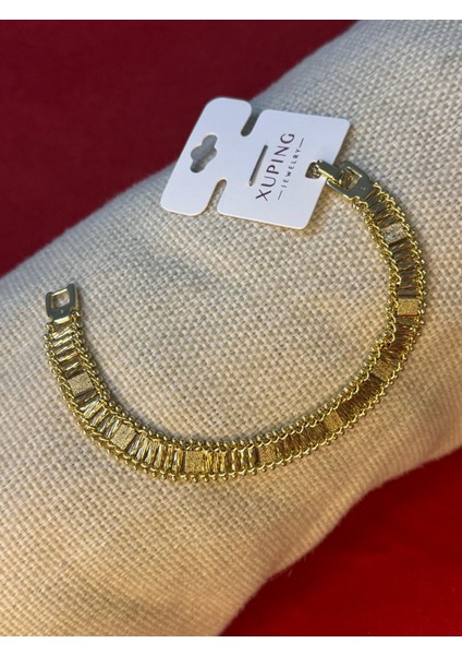 14 Ayar Altın Kaplama Renginde Şerit Model Bileklik