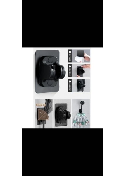 Yapışkanlı Duş Başlığı Tutucu Ayarlı Siyah modelleri