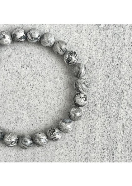 Gri Jasper Doğal Taş Bileklik