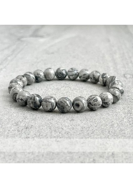 Gri Jasper Doğal Taş Bileklik modelleri
