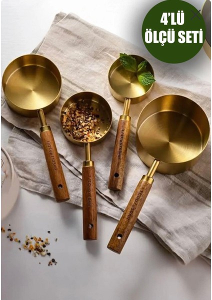 4lü Paslanmaz Çelik Ölçü Kabı