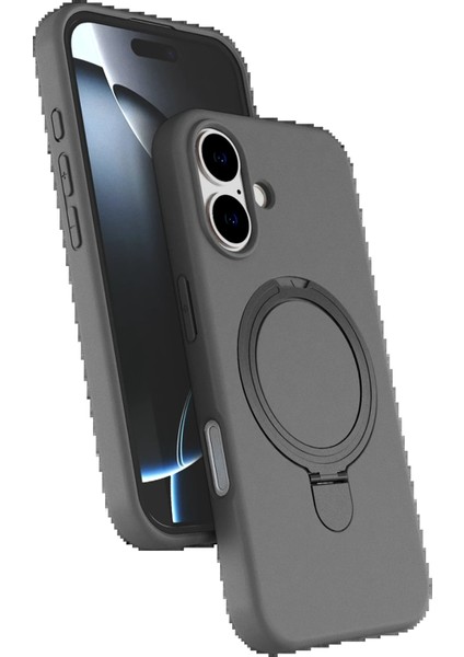 Apple iPhone 16 Plus Regal Magsafe Standlı Kapak - Titan GRI-(5796) - N606J390-M47606