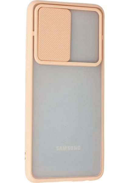 Samsung Galaxy A52 Kılıf Palm Buzlu Kamera Sürgülü Silikon - PEMBE-(5796) - N570J576-M73570 modelleri