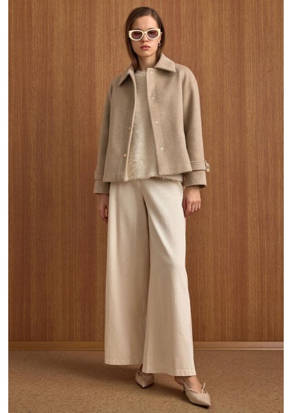 Çıt Çıt Kapamalı Pat Detaylı Kısa Kaban TAŞ 3163