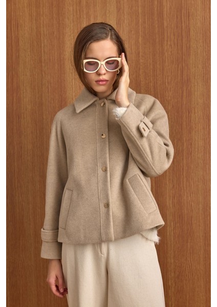 Çıt Çıt Kapamalı Pat Detaylı Kısa Kaban TAŞ 3163