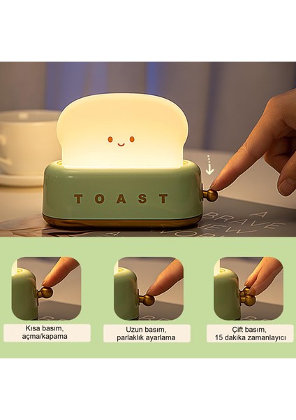 Şarjlı Tost Masa Lambası ve Gece Lambası, Hediyelik Masa Lambası Şarjlı Masa Lambası Bebek Odası fırsatları