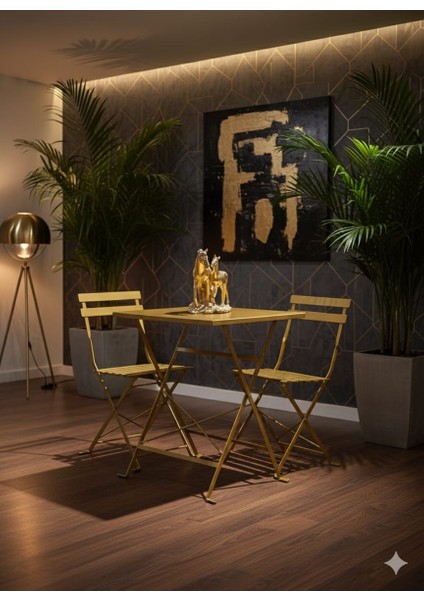 Demir Gold Balkon Masa Sandalye Takımı – Katlanabilir, Şık ve Dayanıklı Bahçe & Balkon Takımı