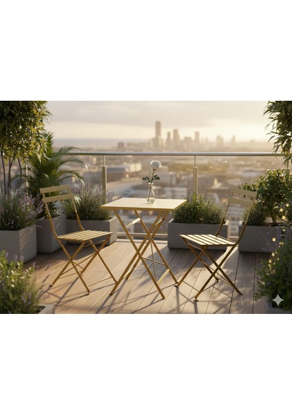 Demir Gold Balkon Masa Sandalye Takımı – Katlanabilir, Şık ve Dayanıklı Bahçe & Balkon Takımı fiyatları