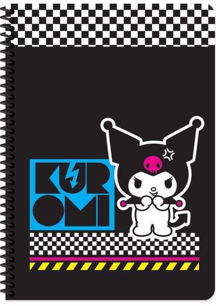 Lisanslı Kuromi A4 80 Yaprak Çizgili Karton Kapak Spiralli Defter
