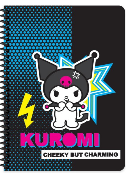 Lisanslı Kuromi A4 80 Yaprak Çizgili Karton Kapak Spiralli Defter