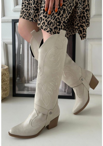 Jilla Bej Cilt Tak Çıkar Topuklu Bot ve Çizme fiyatları