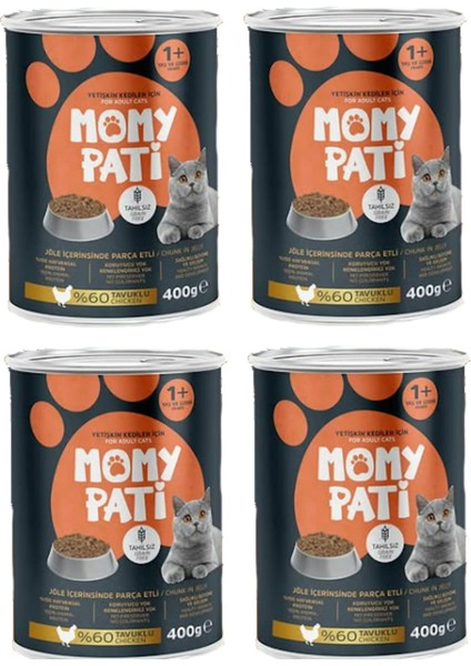 Tavuklu Konserve Kedi Maması 400 gr x 4 Adet (Yetişkin Kediler Için)
