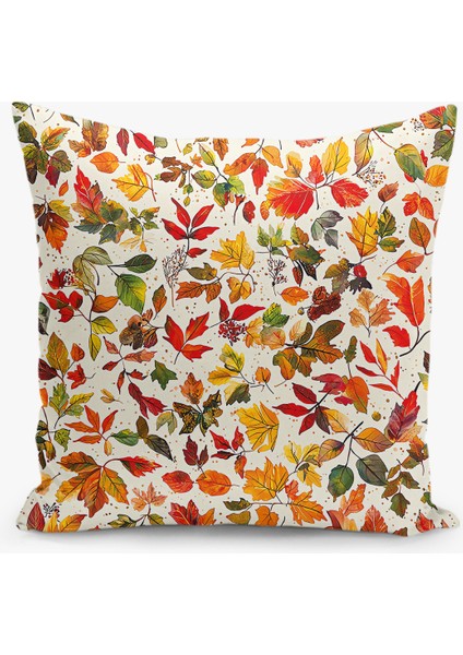 Çift Taraflı Dijital Baskı Kırlent Kılıfı Sonbahar / Kabak Desenli