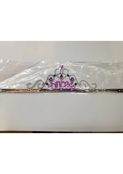Bfs Gümüş Renk Prenses Yazılı Parti Tacı 60 cm