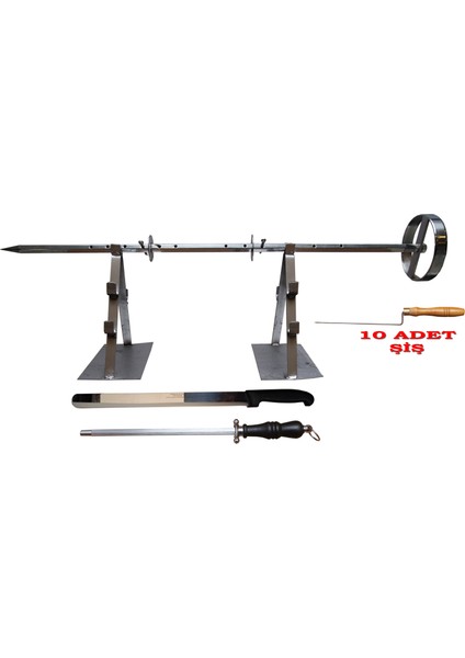 Cağ Kebap Mangalı Seti (120 Cm) (Paslanmaz Çelik Krom Kaplama Şiş)