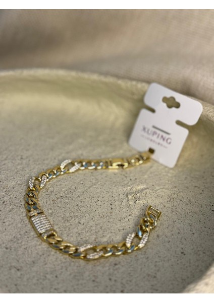 14 Ayar Altın Kaplama Renginde Zincir Ara Taşlı Model